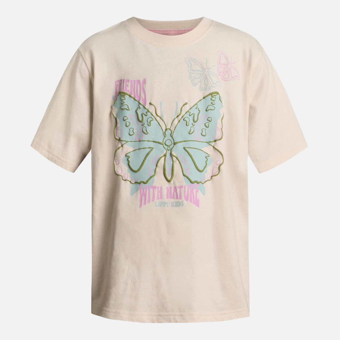 Polera Niña Butterfly Oversize T-Shirt Marfil Lippi