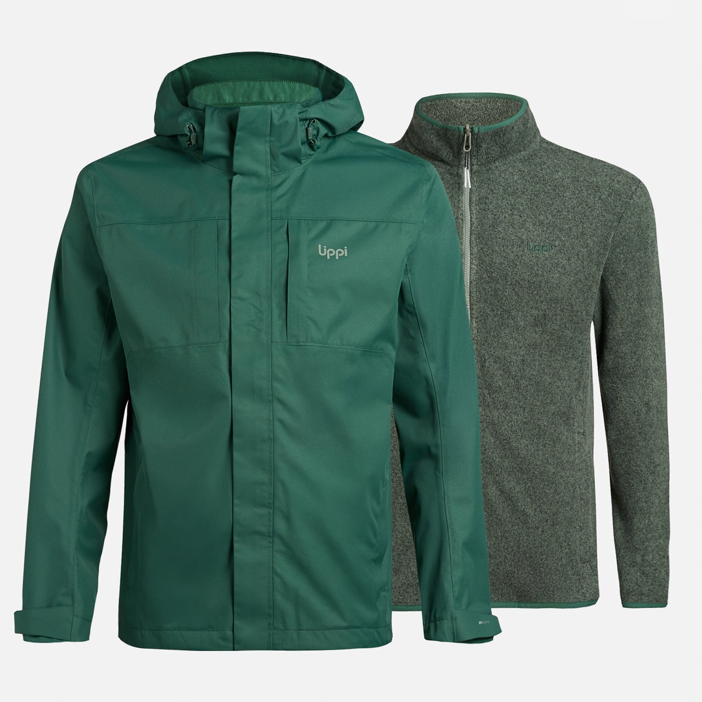 Chaqueta Hombre Tres Cruces Fusion-3 Hoody Verde Botella Lippi