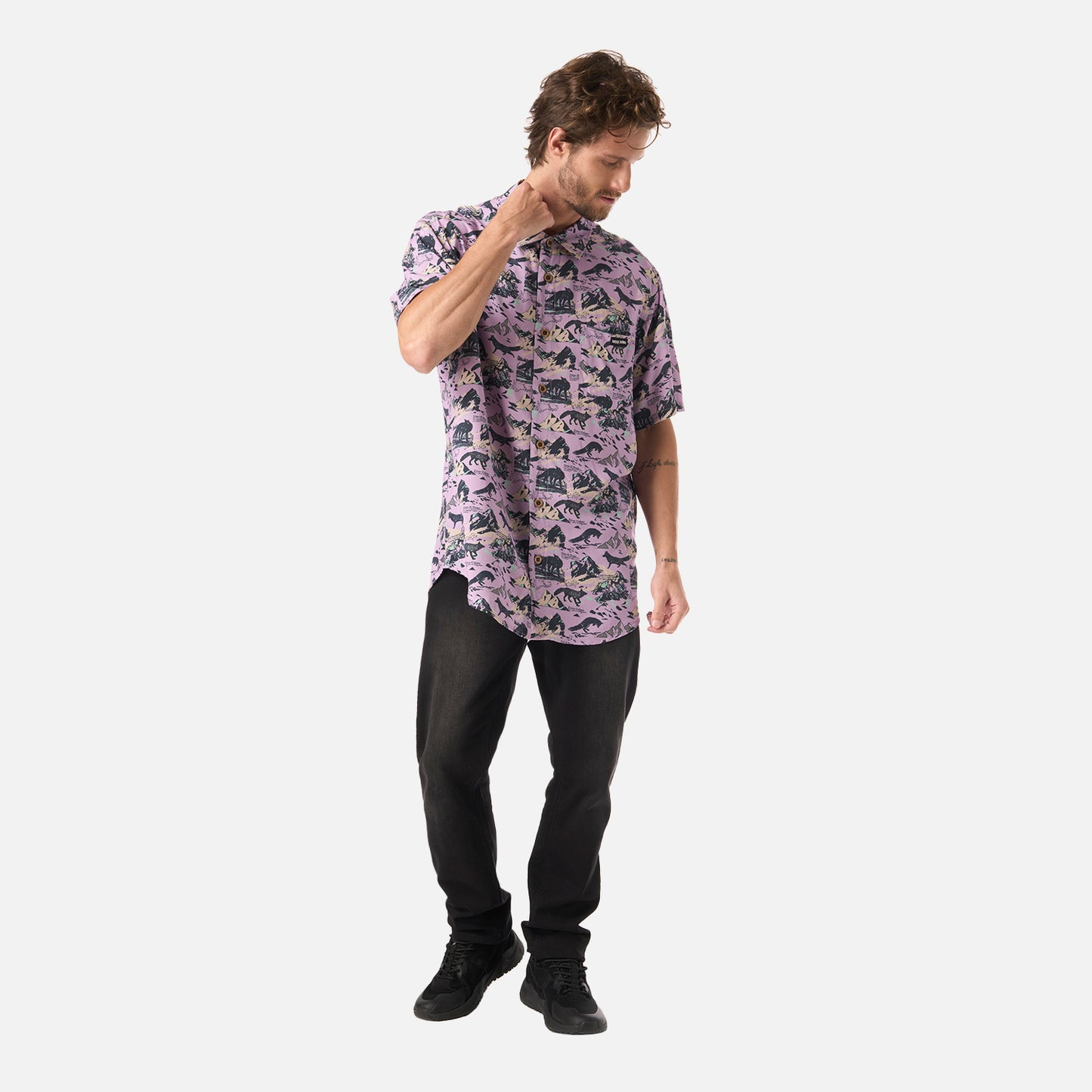 Camisa Hombre Good Karma Print Lavanda Haka Honu