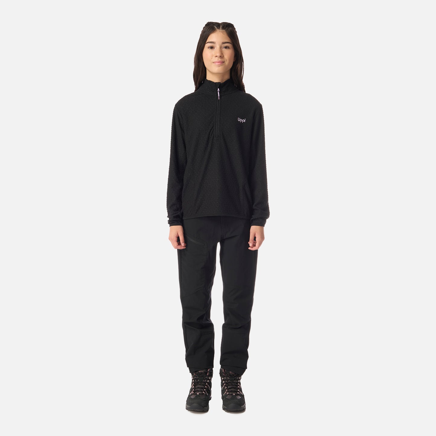 Polerón Teen Girl Mild Nano-F 1/4 Zip Negro Lippi