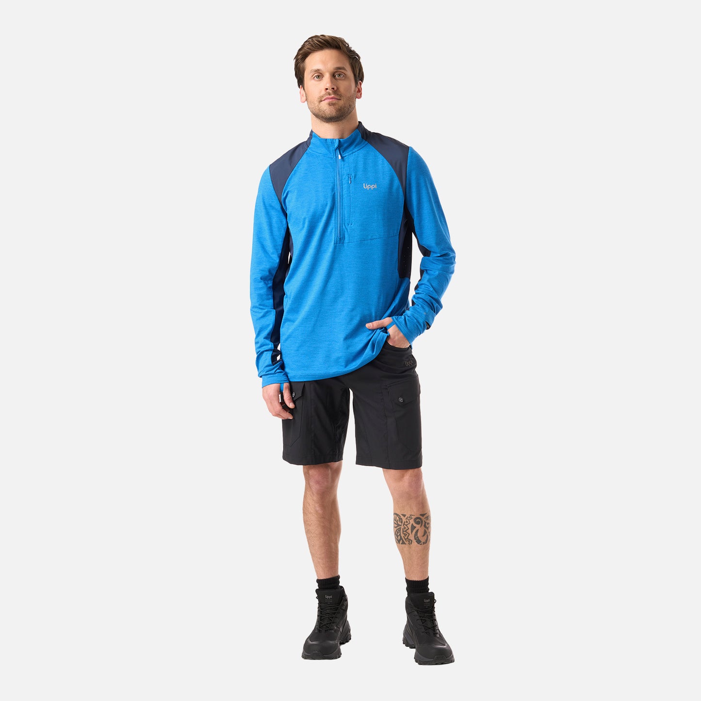 Polerón Hombre Egger 1/4 Zip Azulino Lippi