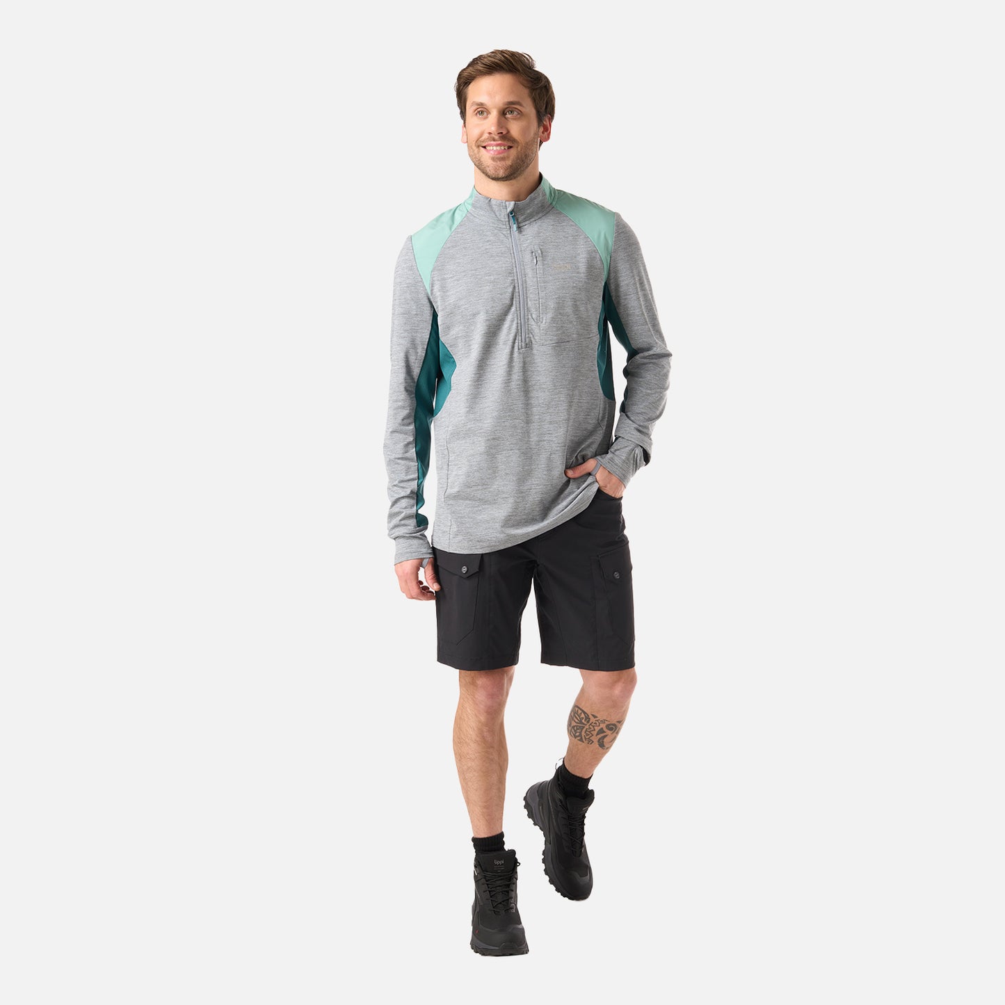 Polerón Hombre Egger 1/4 Zip Gris Lippi