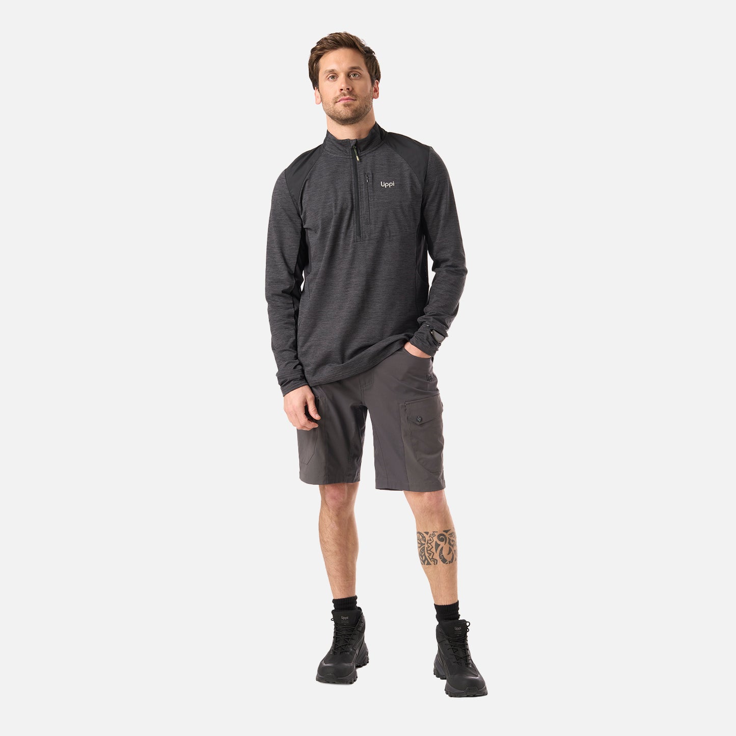 Polerón Hombre Egger 1/4 Zip Negro Lippi