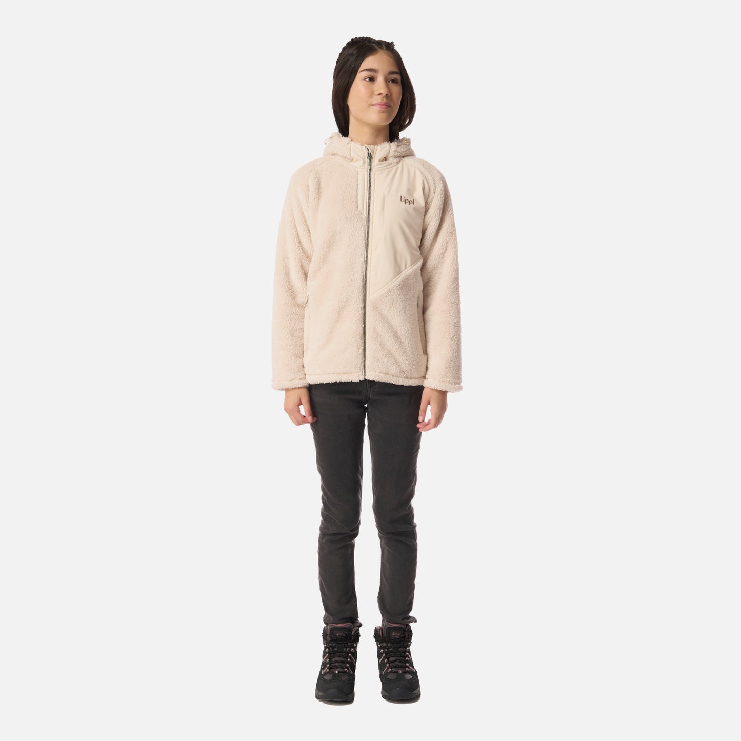 Polar Teen Girl Bear Shaggy-Pro Hoody Jacket Beige Lippi