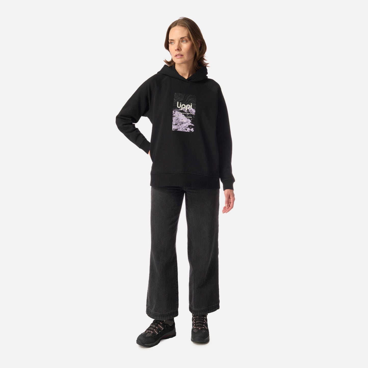 Polerón Mujer Insigne Hoody Sweatshirt Front Print Negro Lippi