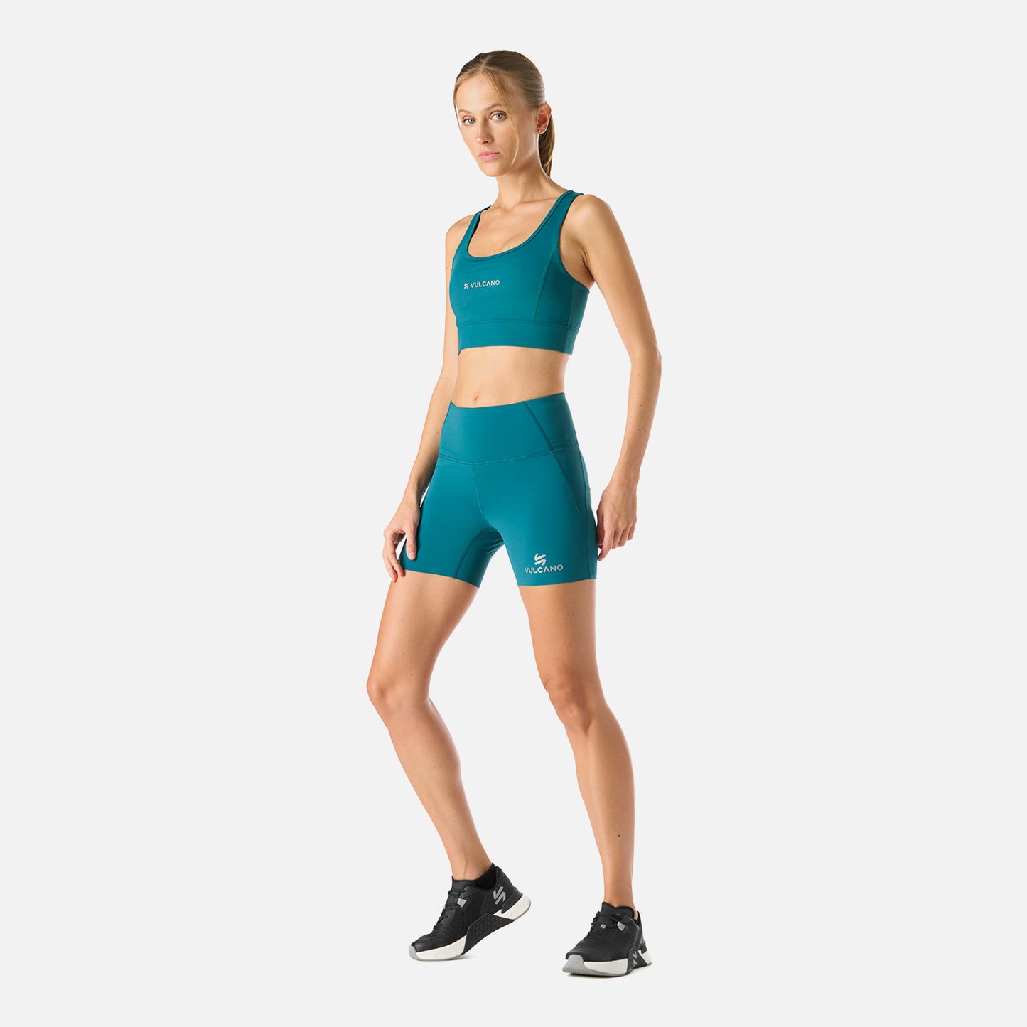 Calza Mujer Built To Move Compressive Short High Rise Leggins Petroleo Vulcano