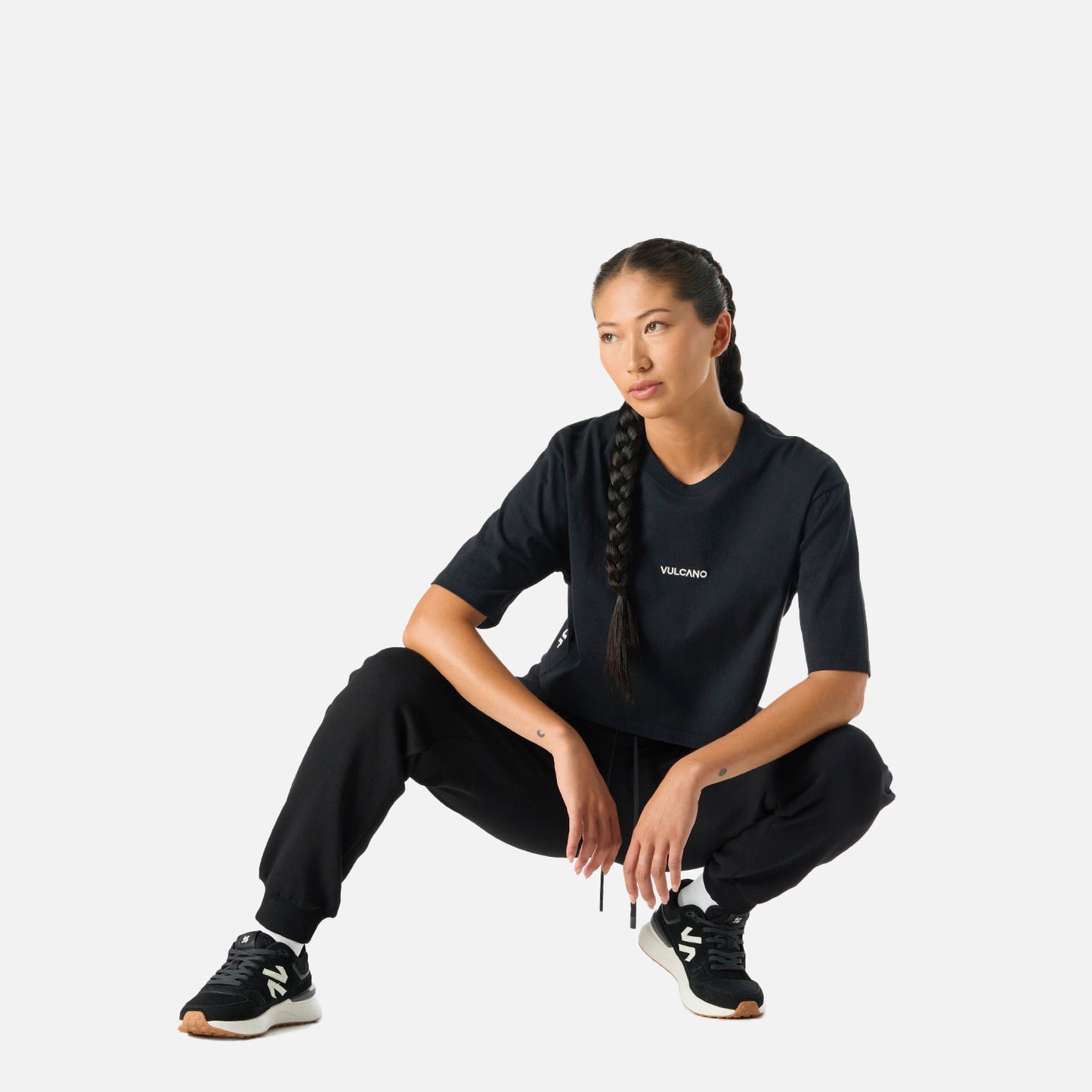 Polera Mujer Cool Down Crop T-Shirt Negro Vulcano