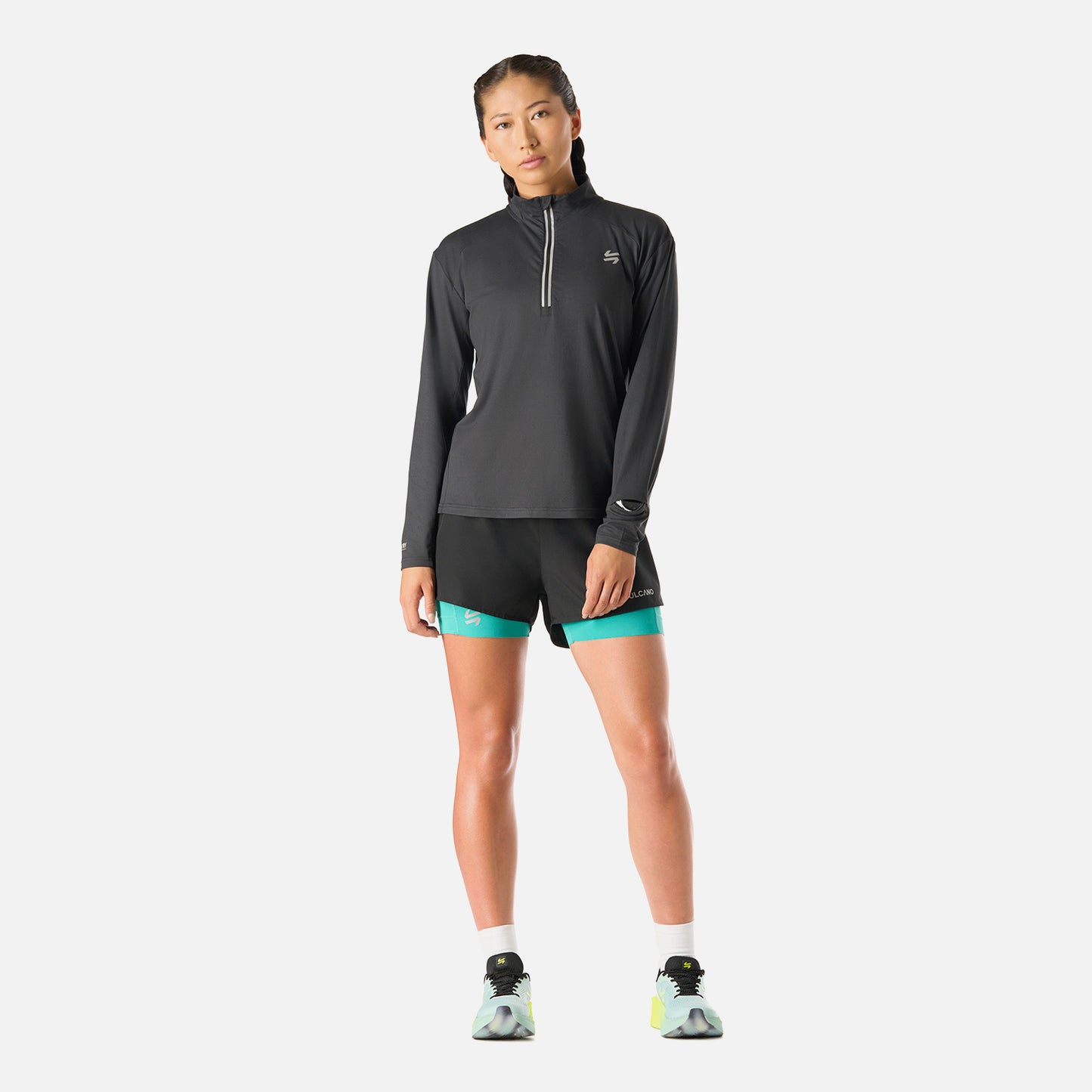 Polerón Mujer Tempo 1/4 Zip Midlayer Negro Vulcano