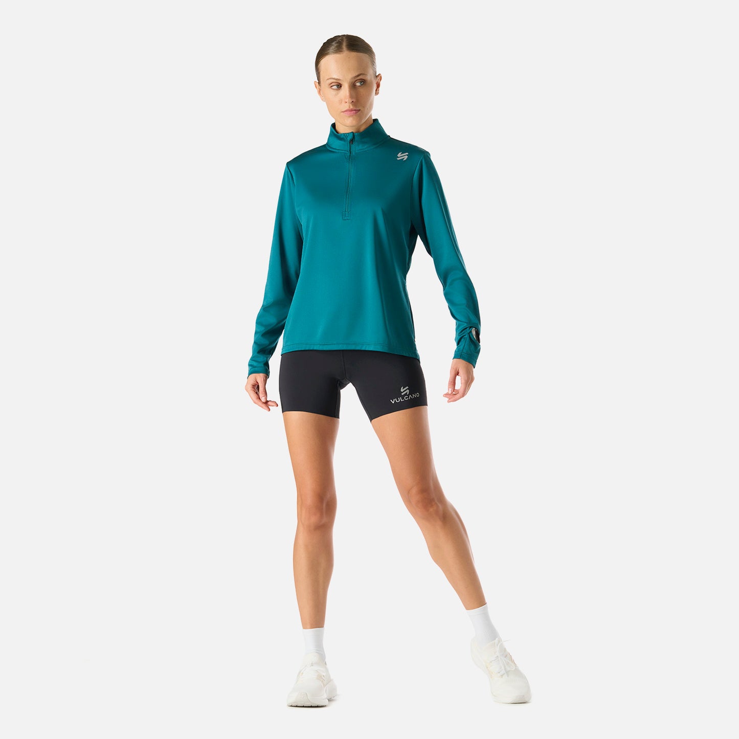 Polerón Mujer Built To Move 1/4 Zip Midlayer Petroleo Vulcano