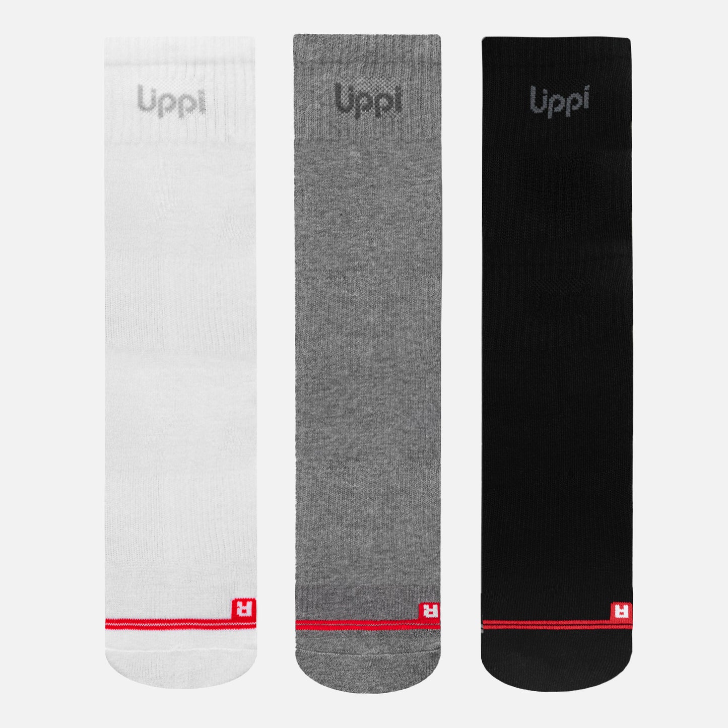 Calcetines Logo Lippi Pack Long Negro Blanco Gris Lippi