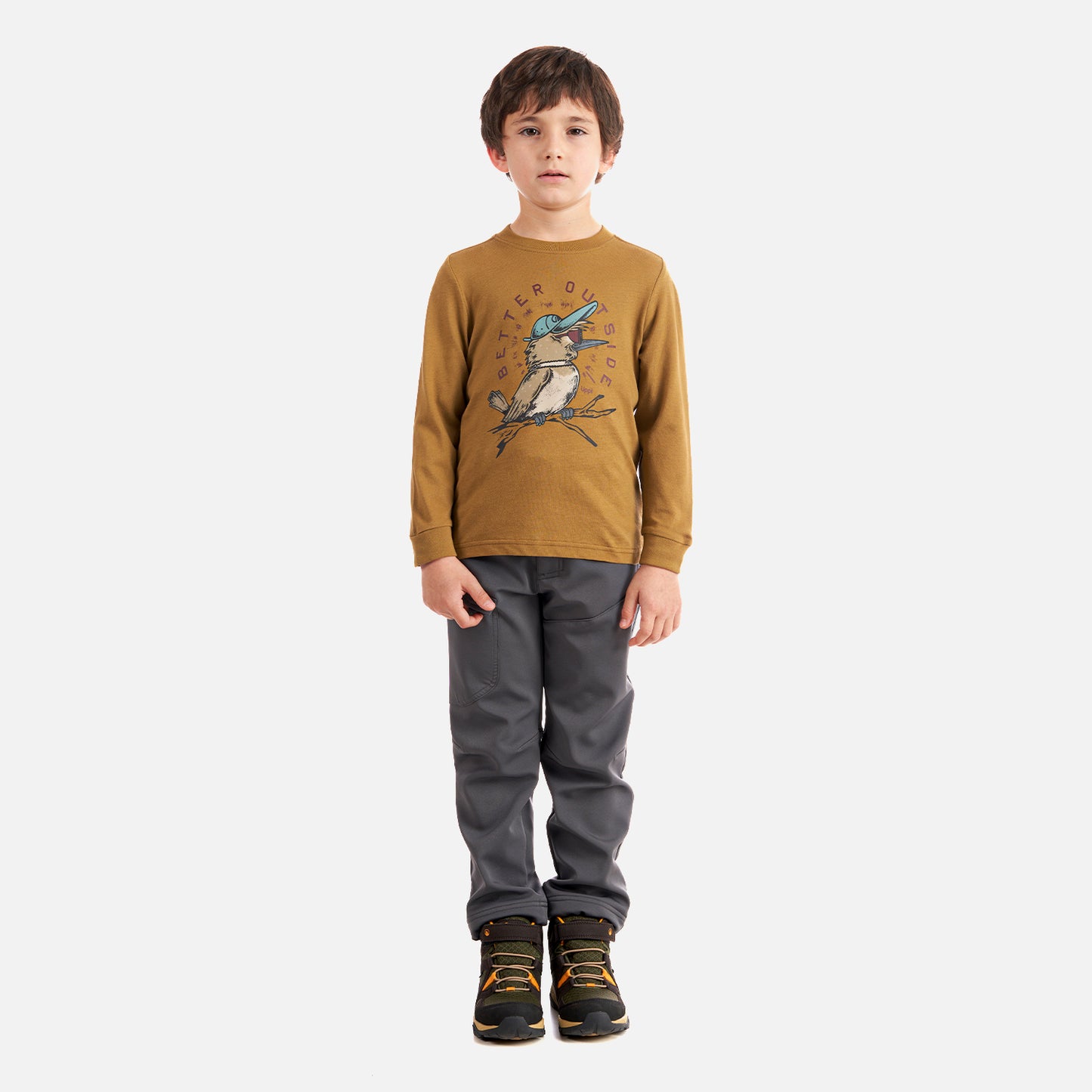 Polera Niño Logo Lippi Long Sleeve T-Shirt Café Pardo Lippi