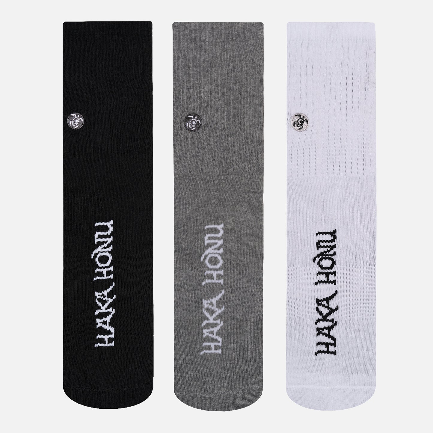 Calcetín Unisex Las Tres Puntas Pack Largo Negro / Gris / Blanco Haka Honu