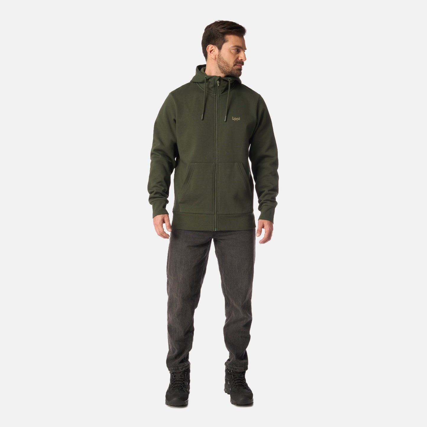 Polerón Hombre Ulmo Full Zip Hoody Sweatshirt Verde Militar Lippi