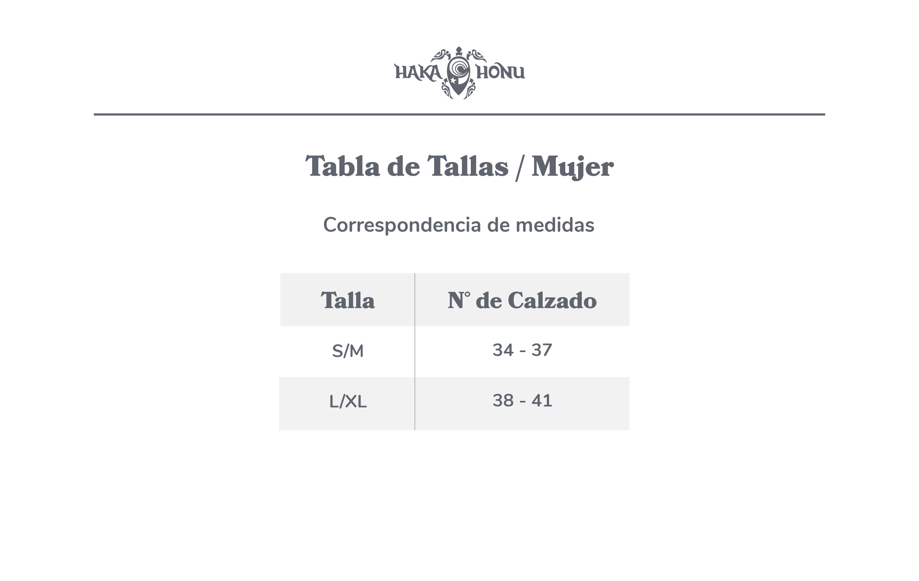 Guía de tallas Haka Honu