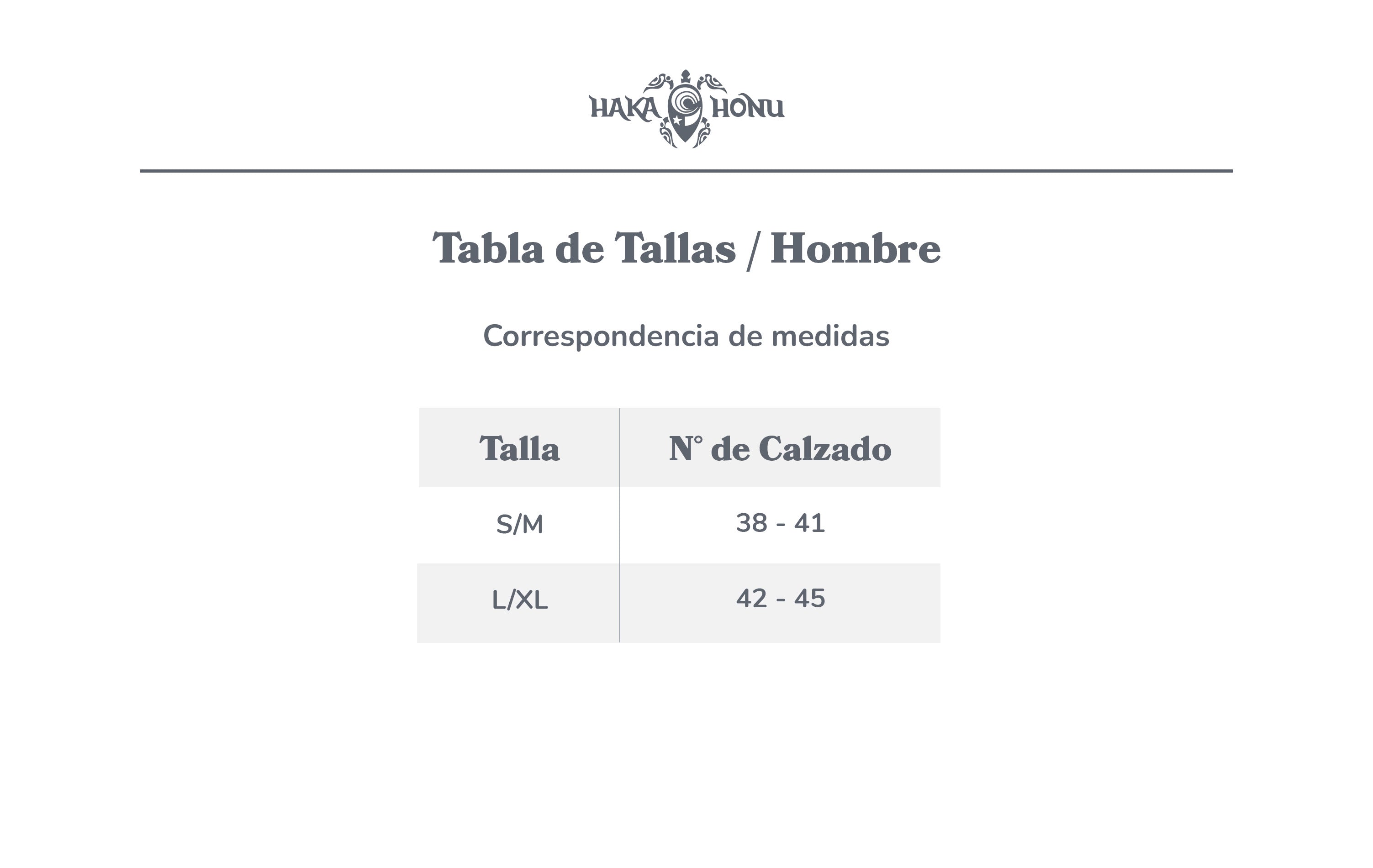 Guía de tallas Haka Honu