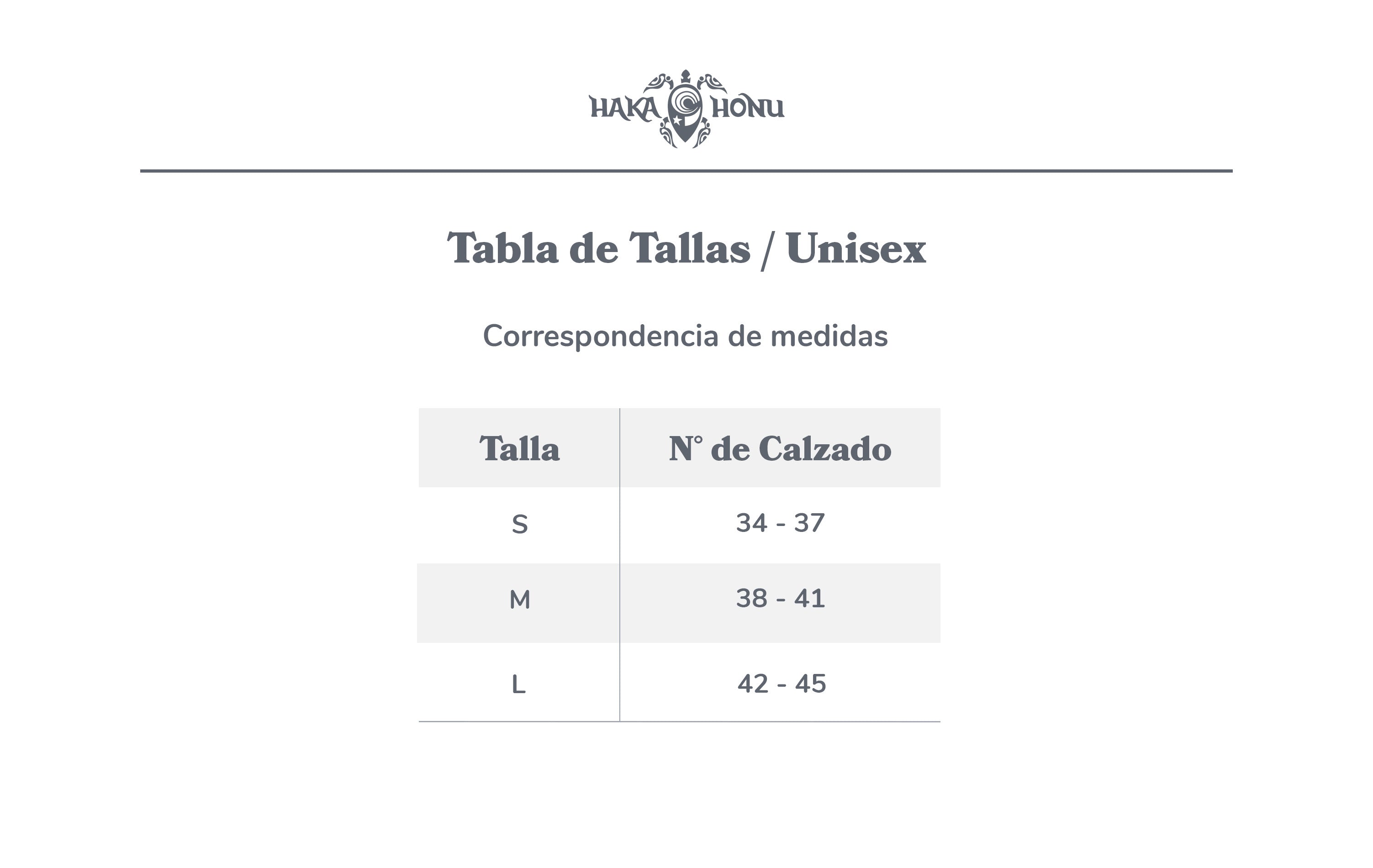 Guía de tallas Haka Honu