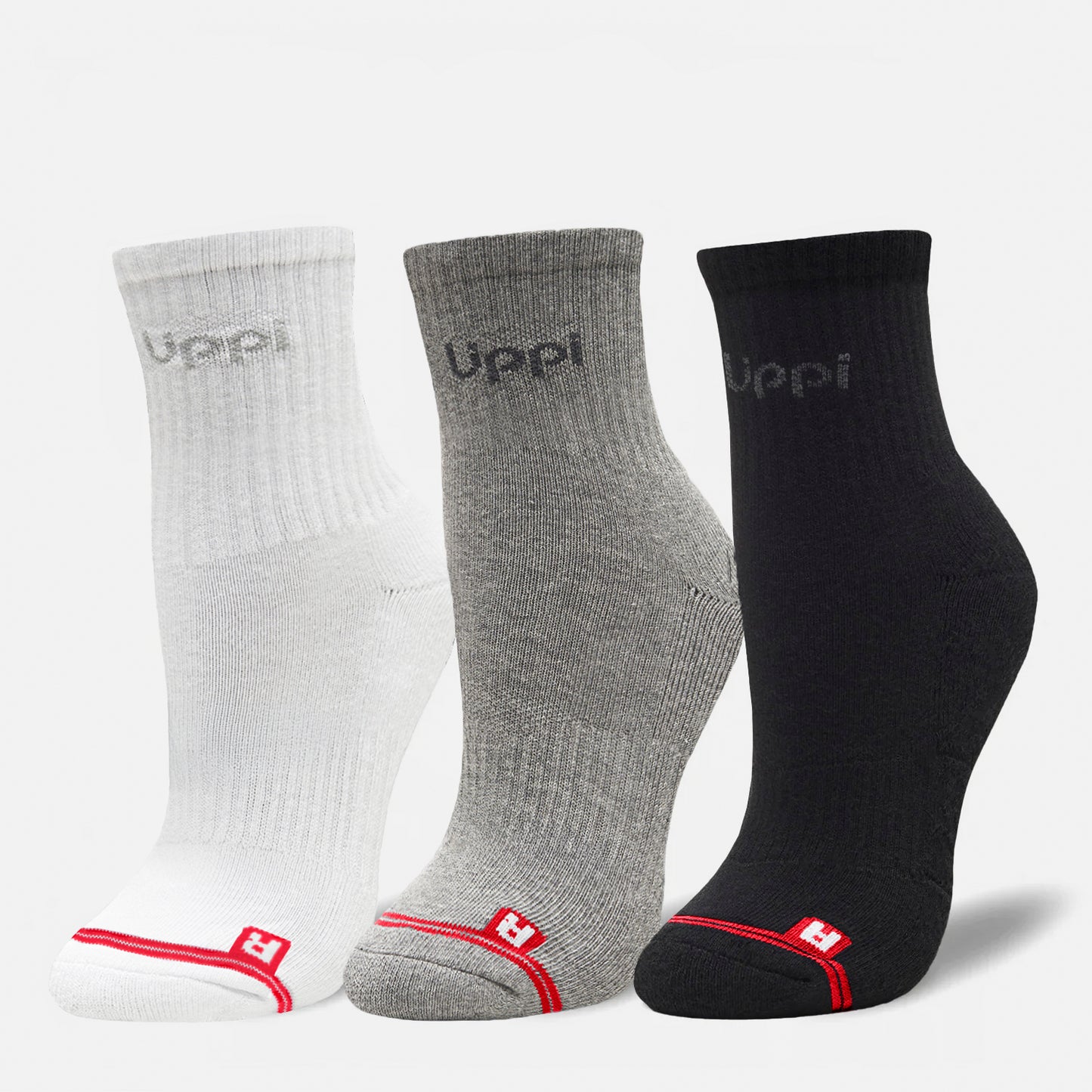 Calcetines Logo Lippi Pack Short Negro Blanco Gris Lippi