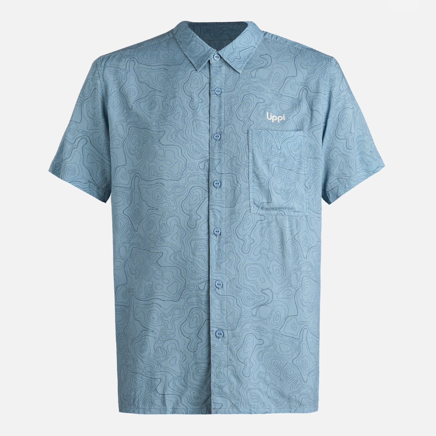 Camisa Hombre SeaSide Short Sleeve Shirt Print Azul Piedra Lippi