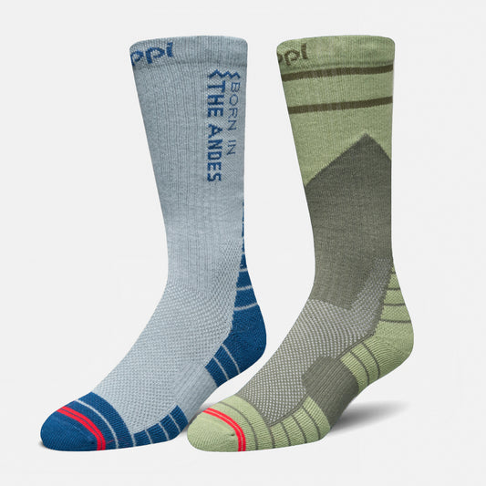 Calcetín Hombre Duo Trekking Light Pack Gris / Verde Musgo Lippi