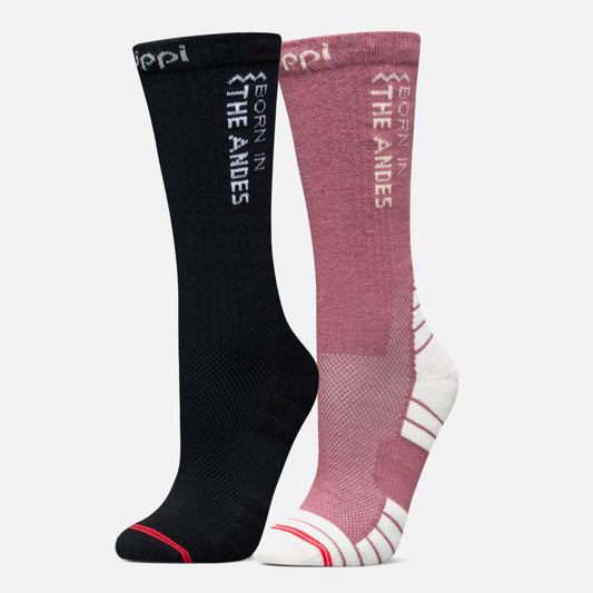 Calcetines Mujer Duo Trekking Light Pack Negro Rosado Oscuro Lippi