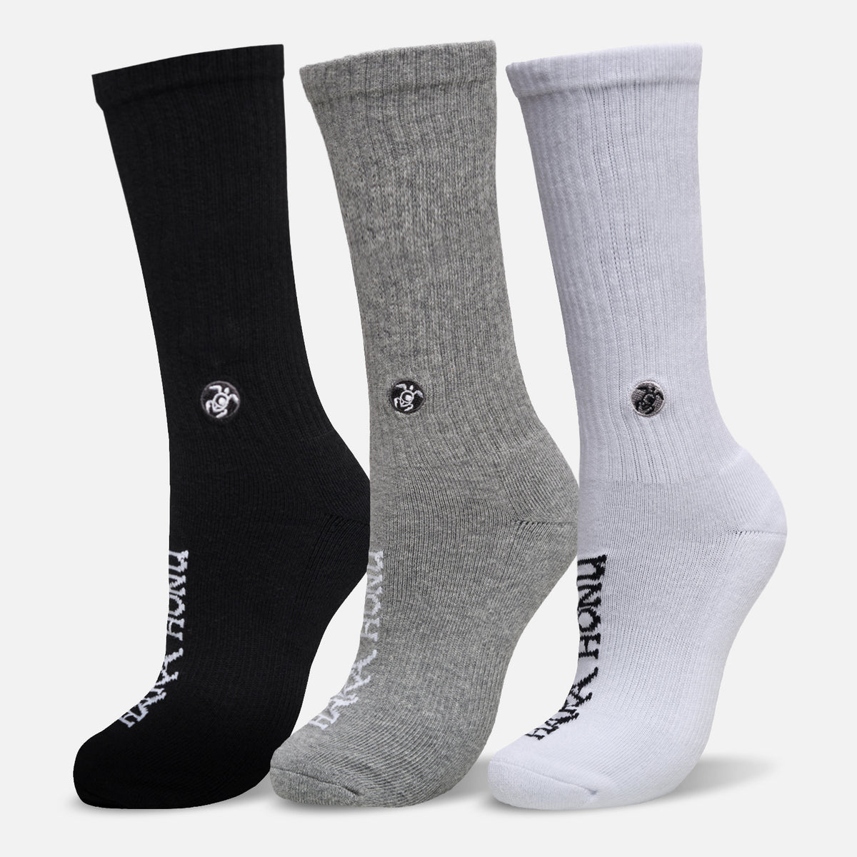 Calcetines Unisex Las Tres Puntas Pack Largo Blanco / Negro / Gris Haka Honu