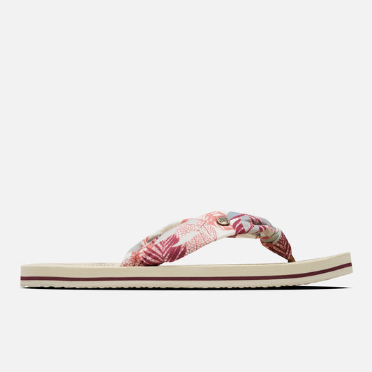 Sandalia Mujer Shancleta Crema Burdeo Haka Honu