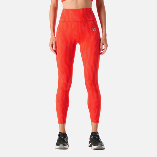 Calza Mujer Tempo 7/8 Super High Rise Leggins Print Rojo Anaranjado Vulcano