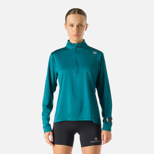 Polerón Mujer Built To Move 1/4 Zip Midlayer Petroleo Vulcano