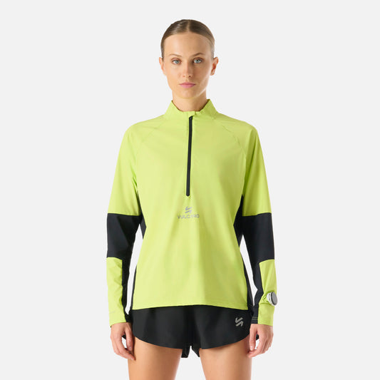 Polerón Mujer Built To Move Pro 1/4 Zip Midlayer Verde Lima Vulcano