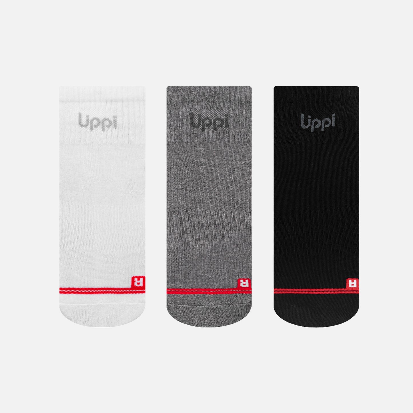 Calcetines Logo Lippi Pack Short Negro Blanco Gris Lippi