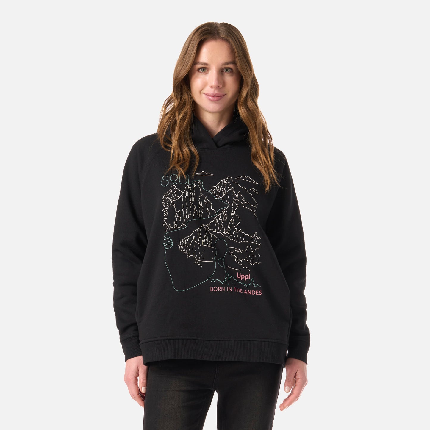 Polerón Mujer Insigne Hoody Sweatshirt Front Print Negro Lippi