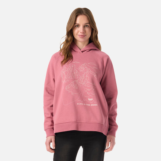 Polerón Mujer Insigne Hoody Sweatshirt Front Print Rosa Oscuro Lippi