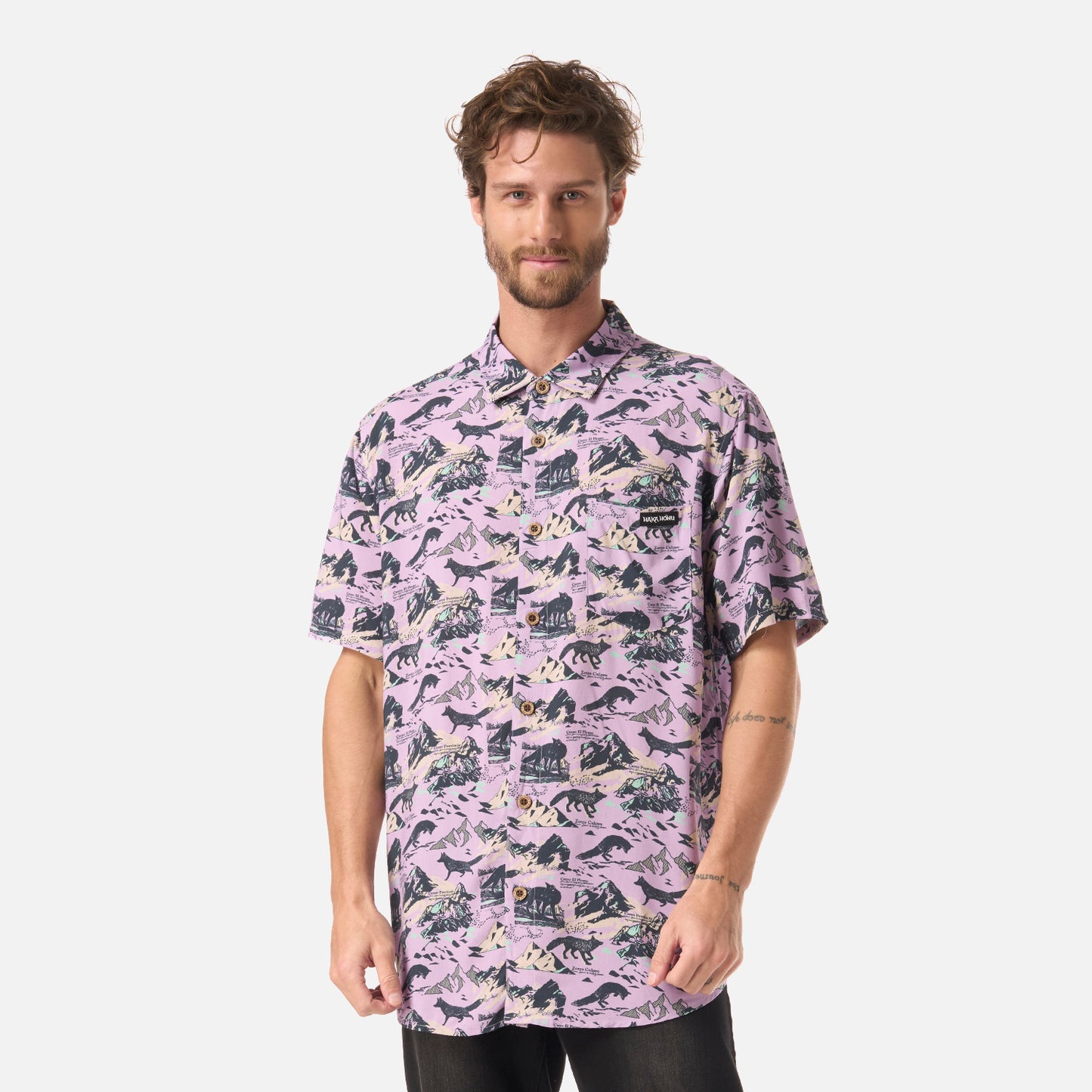 Camisa Hombre Good Karma Print Lavanda Haka Honu