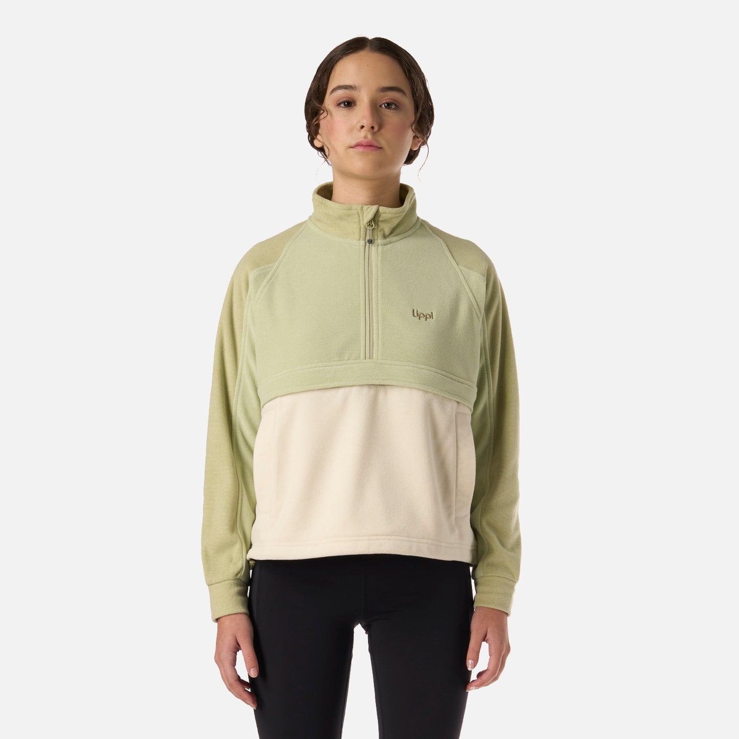 Polar Teen Girl Fireplace 1/4 Zip Sweatshirt Verde manzana Lippi