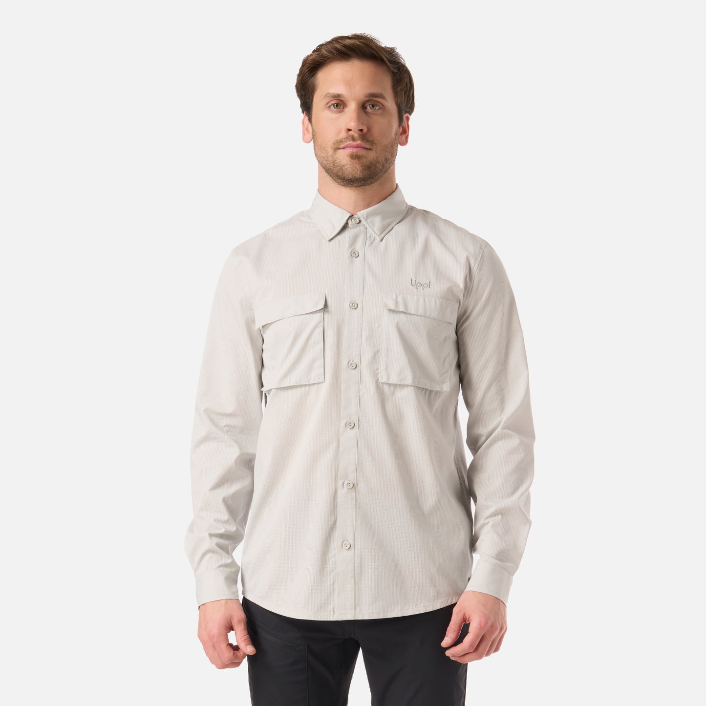 Camisa Hombre Rosselot Long Sleeve Q-Dry Shirt Gris Claro Lippi