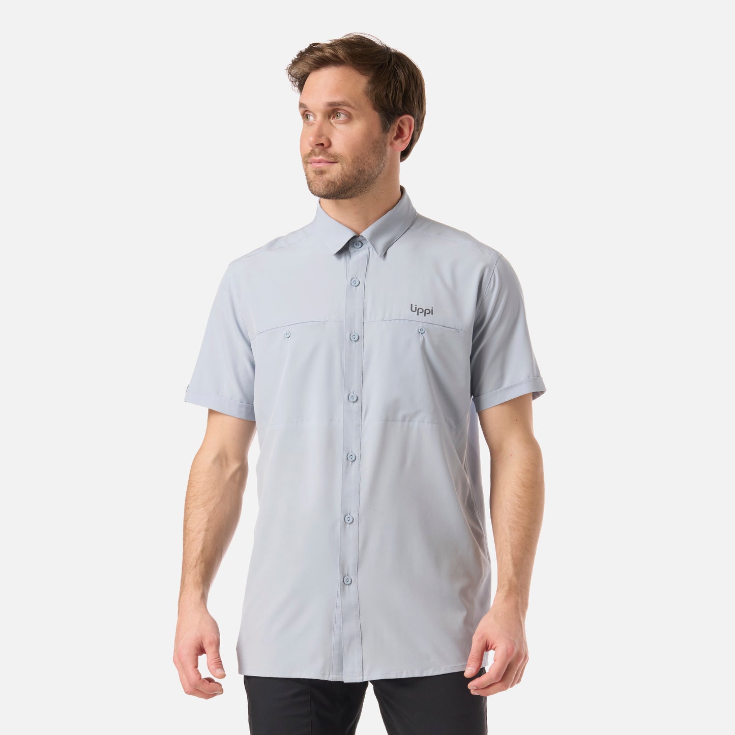 Camisa Hombre Wallace Short Sleeve Q-Dry Shirt Celeste Oscuro Lippi