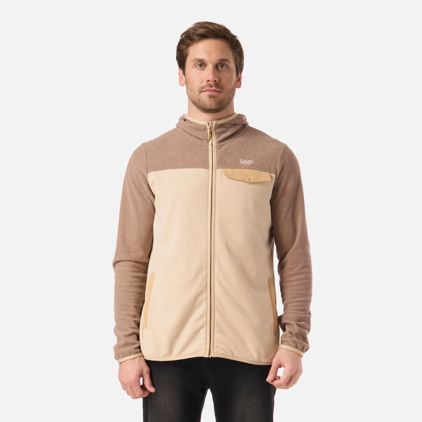 Polar Hombre Fireplace Full Zip Hoody Sweatshirt Beige Lippi