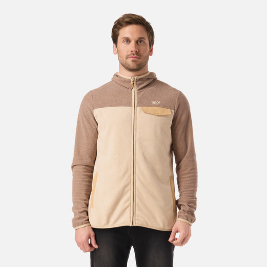 Polar Hombre Fireplace Full Zip Hoody Sweatshirt Beige Lippi