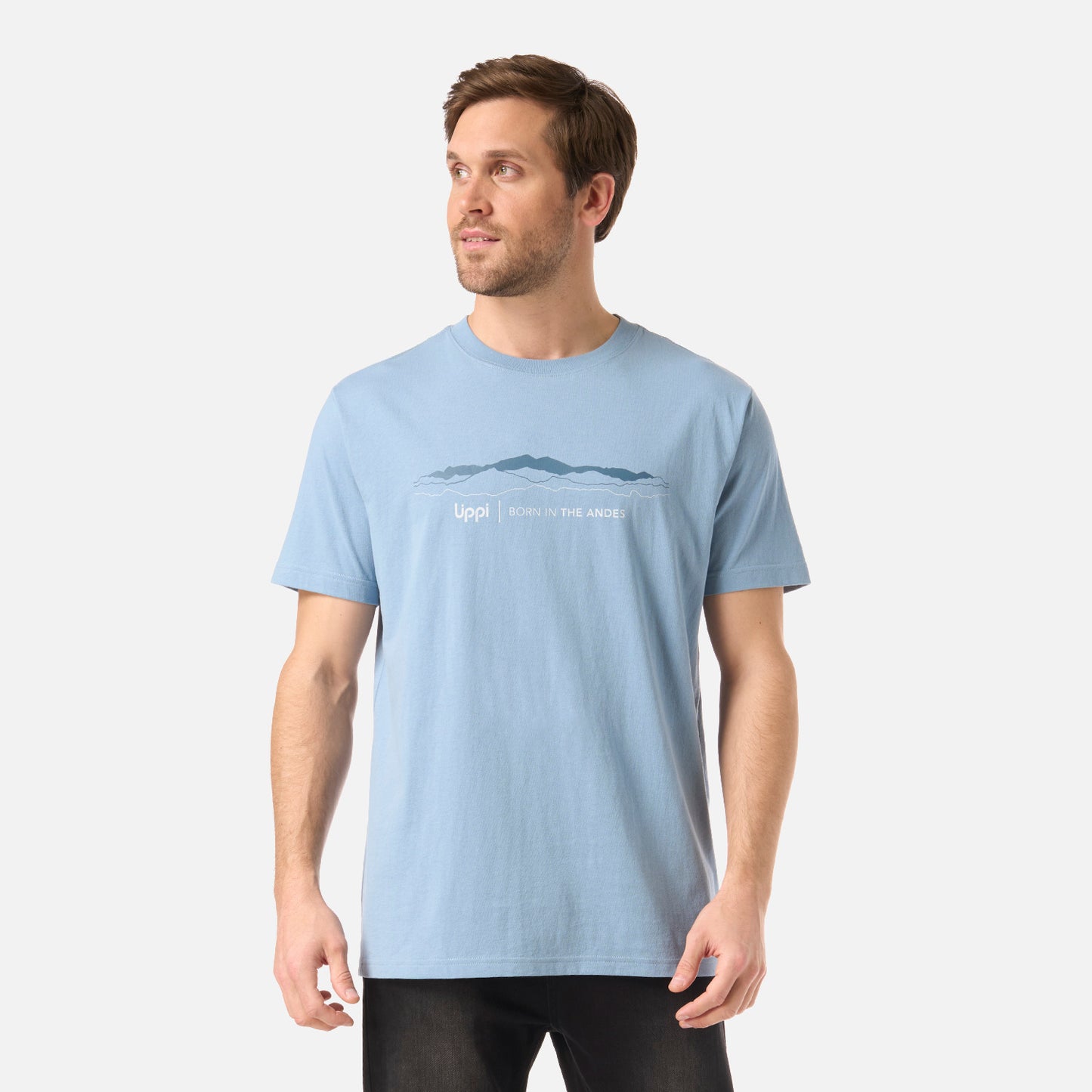 Polera Hombre Logo Lippi Front Print T-Shirt Azul Piedra Lippi