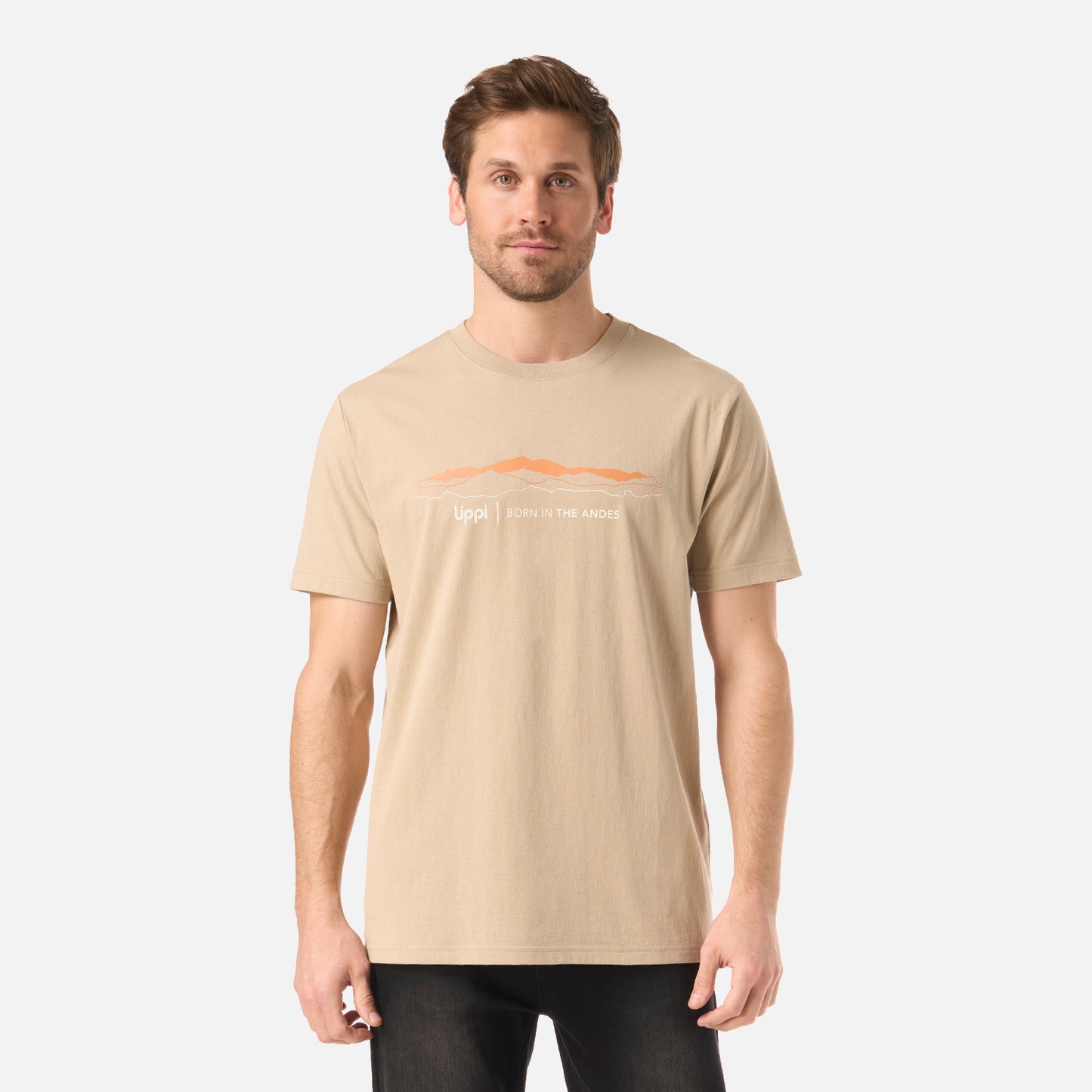 Polera Hombre Logo Lippi Front Print T-Shirt Beige Lippi