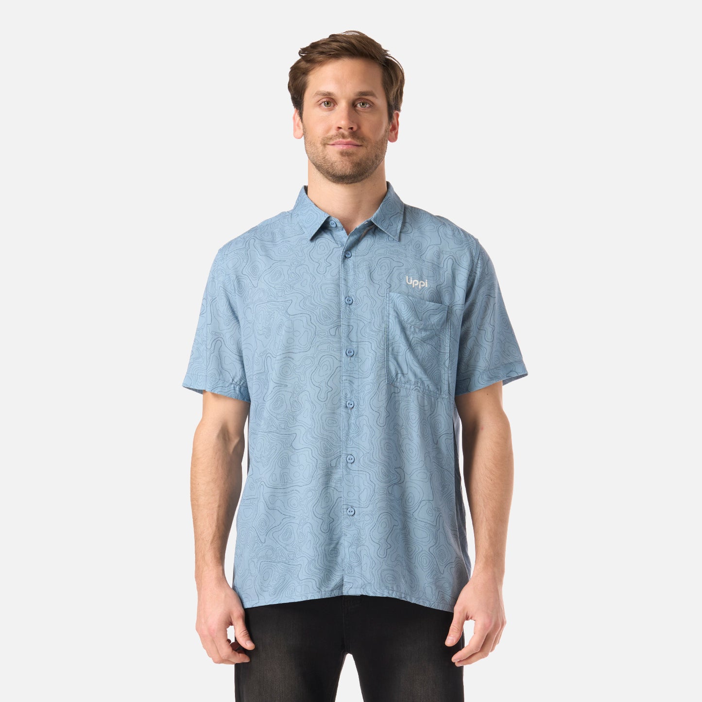 Camisa Hombre SeaSide Short Sleeve Shirt Print Azul Piedra Lippi