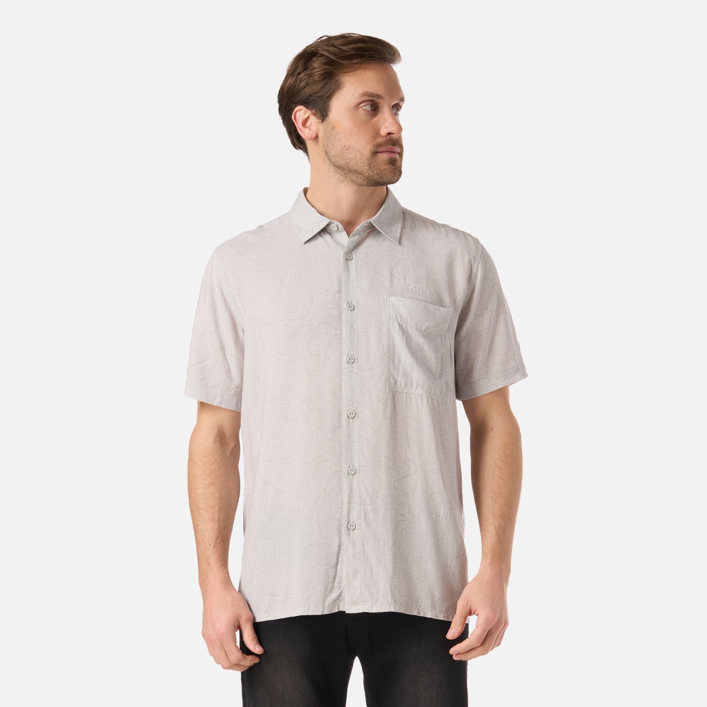Camisa Hombre SeaSide Short Sleeve Shirt Print Gris Claro Lippi