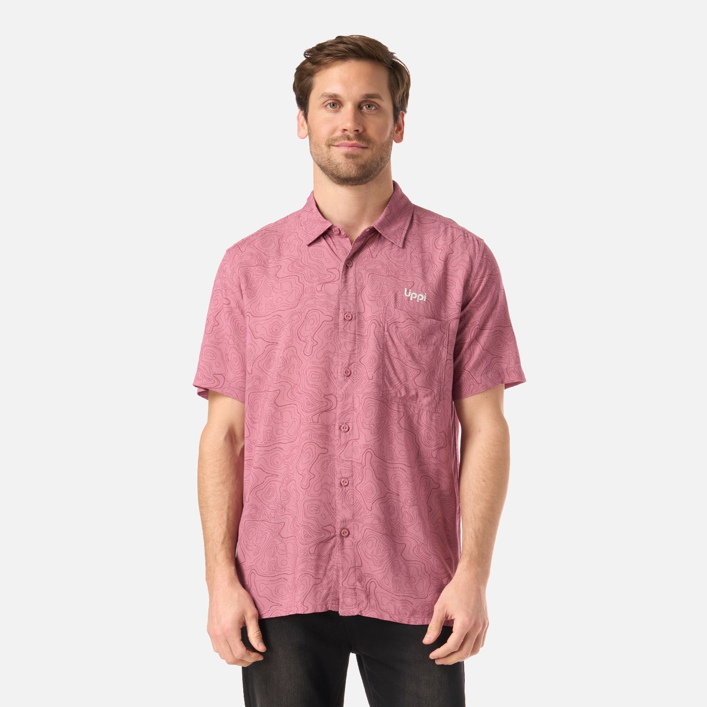 Camisa Hombre SeaSide Short Sleeve Shirt Print Rosa Oscuro Lippi
