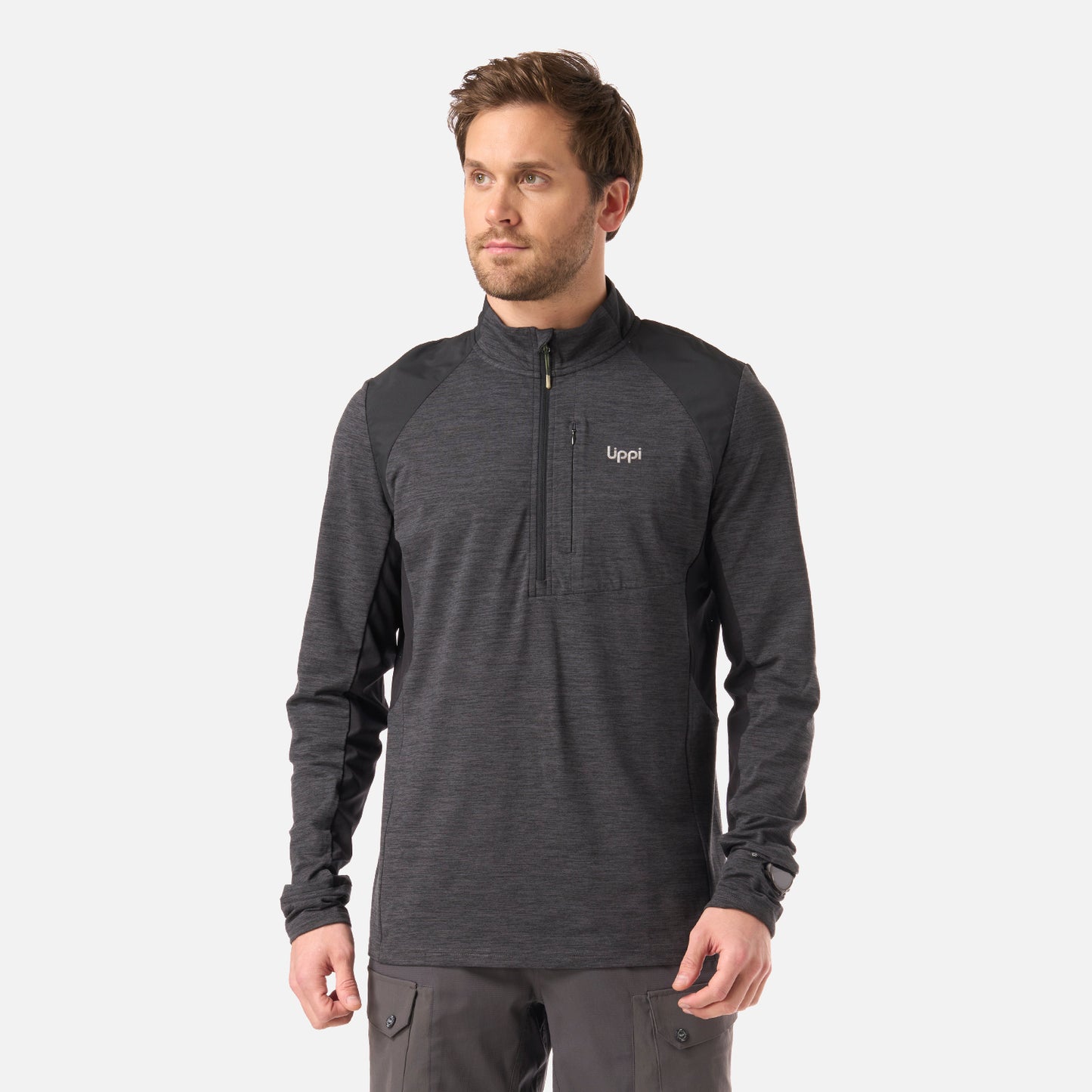 Polerón Hombre Egger 1/4 Zip Negro Lippi