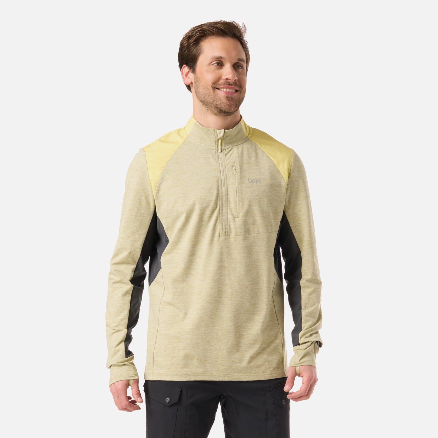Polerón Hombre Egger 1/4 Zip Verde Manzana Lippi