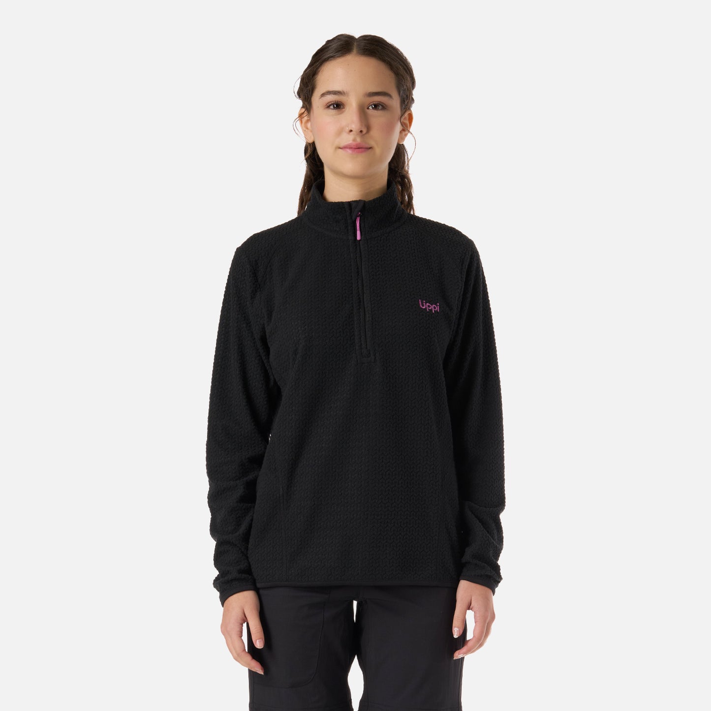 Polerón Teen Girl Mild Nano-F 1/4 Zip Negro Lippi