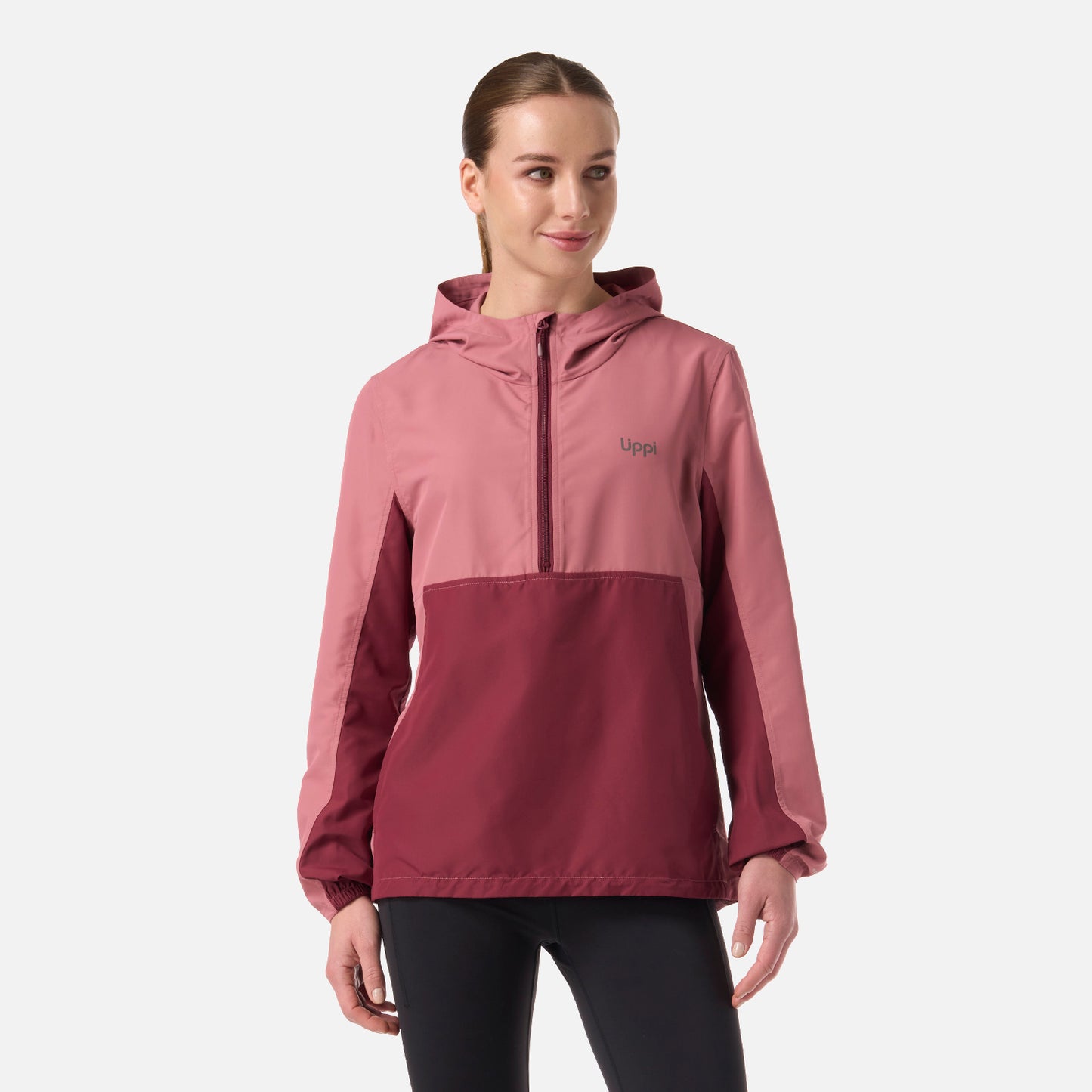 Chaqueta Mujer Nightfall Windbreaker 1/4 Zip Hoody Jacket Rosado Oscuro Lippi