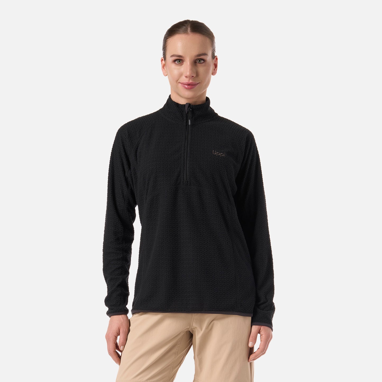 Polerón Mujer Jacaranda Nano-F 1/4 Zip Negro Lippi