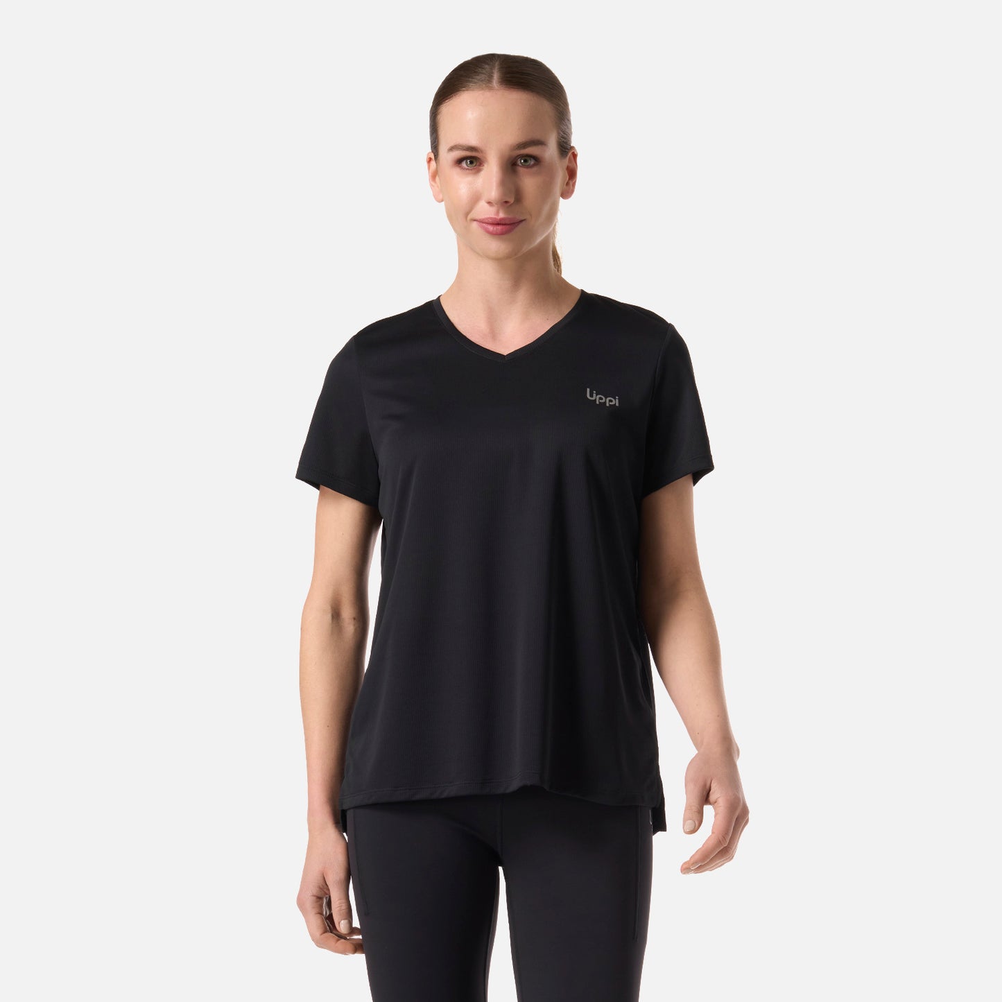 Polera Mujer Core V-Neck Q-Dry T-Shirt Negro Lippi