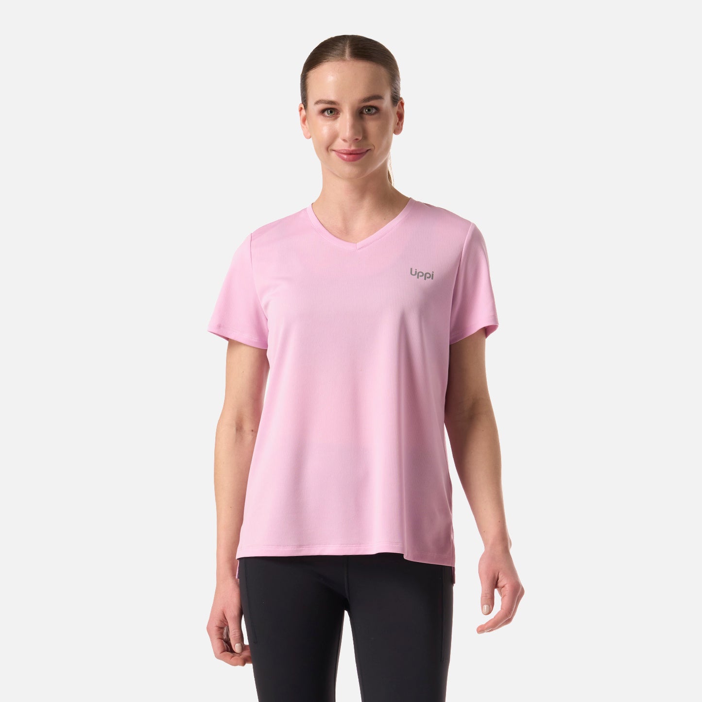 Polera Mujer Core V-Neck Q-Dry T-Shirt Rosa Lippi